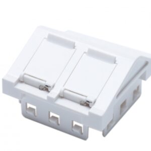 Προσαρμογέας  45x45 για 2 Keystone RJ45 υπό γωνία με πορτάκια